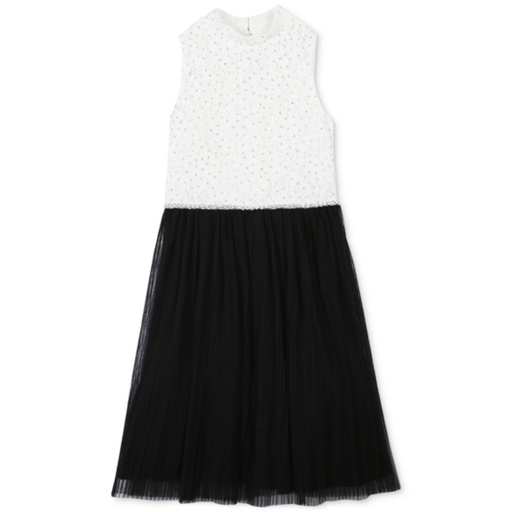 Mock Neck Pleated Dress